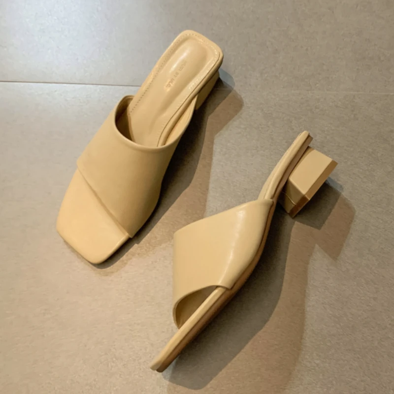 

Шлепанцы женские с открытым носком, дизайнерские сандалии на низком каблуке, офисные удобные современные тапочки, лето 2023