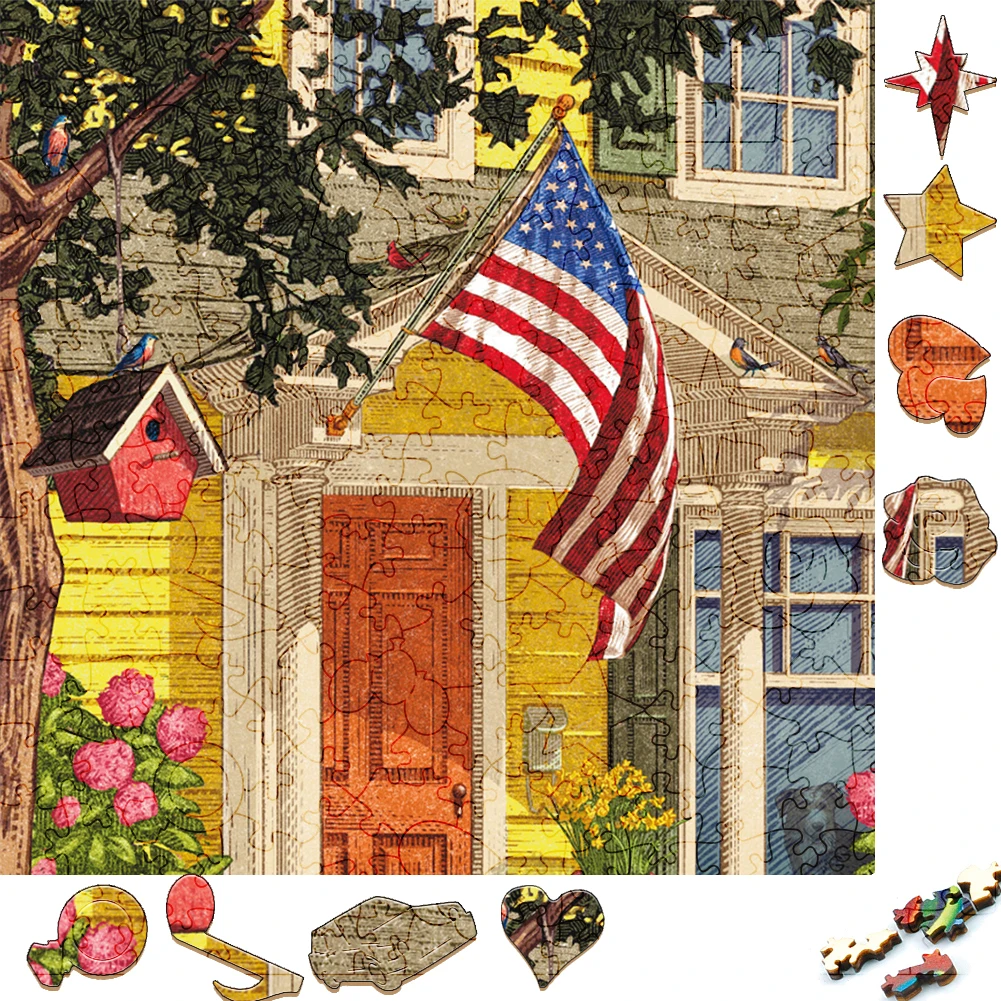 Colorful Wooden Jigsaw Puzzles Mysterious Beautifully House 3D Wood Puzzle Craft Interactive Games Puzzle Toy For Festival Gift