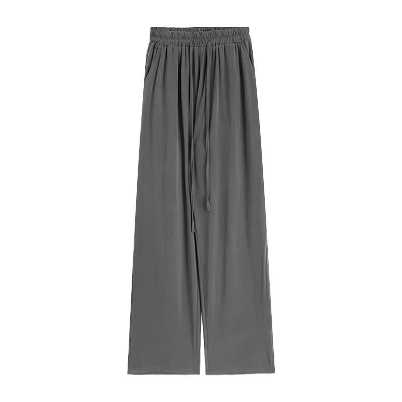 Comfortable fabric simple solid color lazy wind casual pants