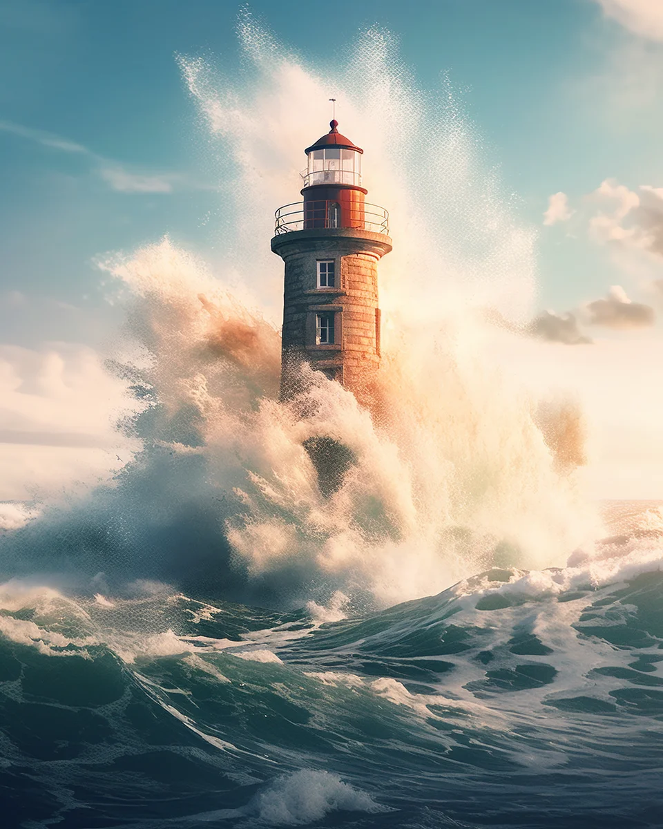 Pintura Números WOWDECOR Faro Olas 16x20 Marco Kit Pintura Por Números Wowdecor - Lienzo 16x20'' Faro Y Olas | Incluye Pinturas Y Pinceles Kit Pintura Faro Mar 16x20 Pulgadas Adultos