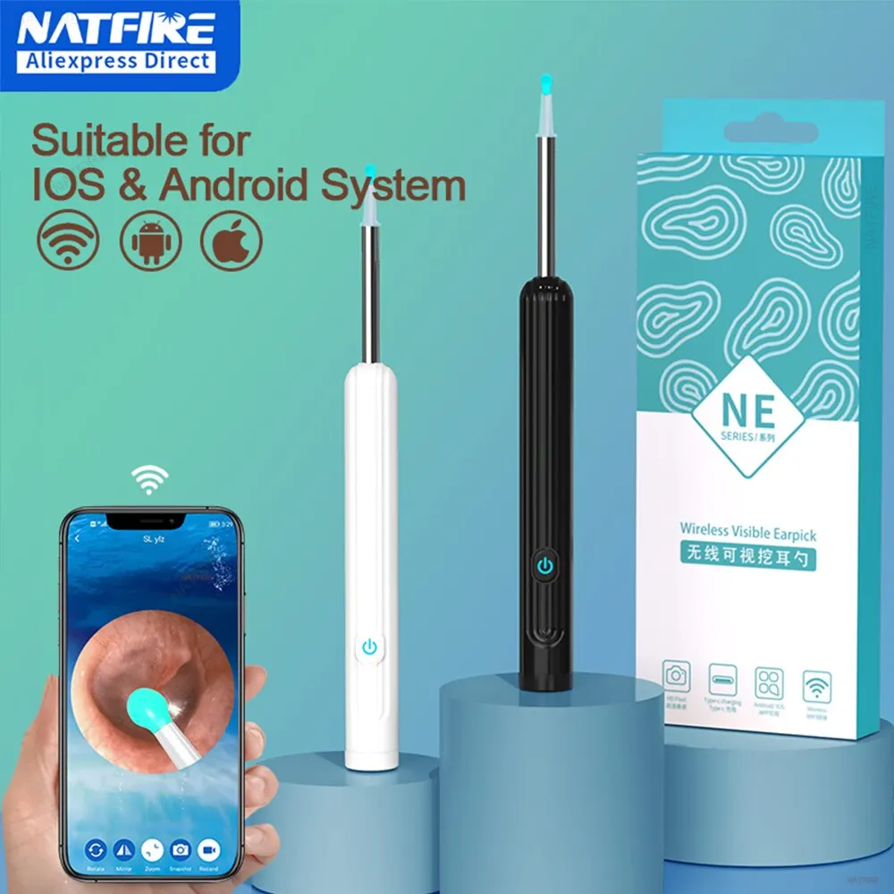 Smart Visual Ear Cleaner 1296P Ear Sticks Otoscope USB C Charging Endoscope Wax Removal Tool