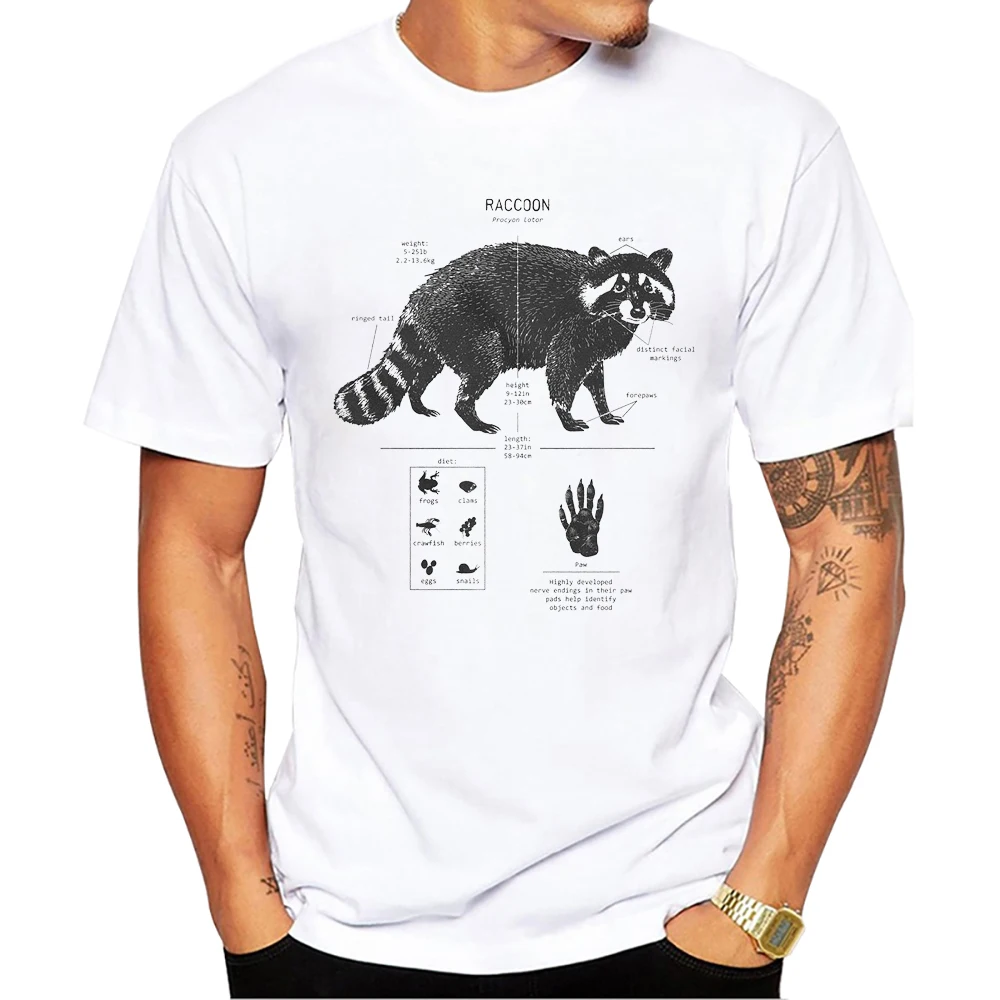 TEEHUB T-shirt à manches courtes et col rond pour homme avec imprimé anatomie de raton laveur vintage TEEHUB_voghion.com