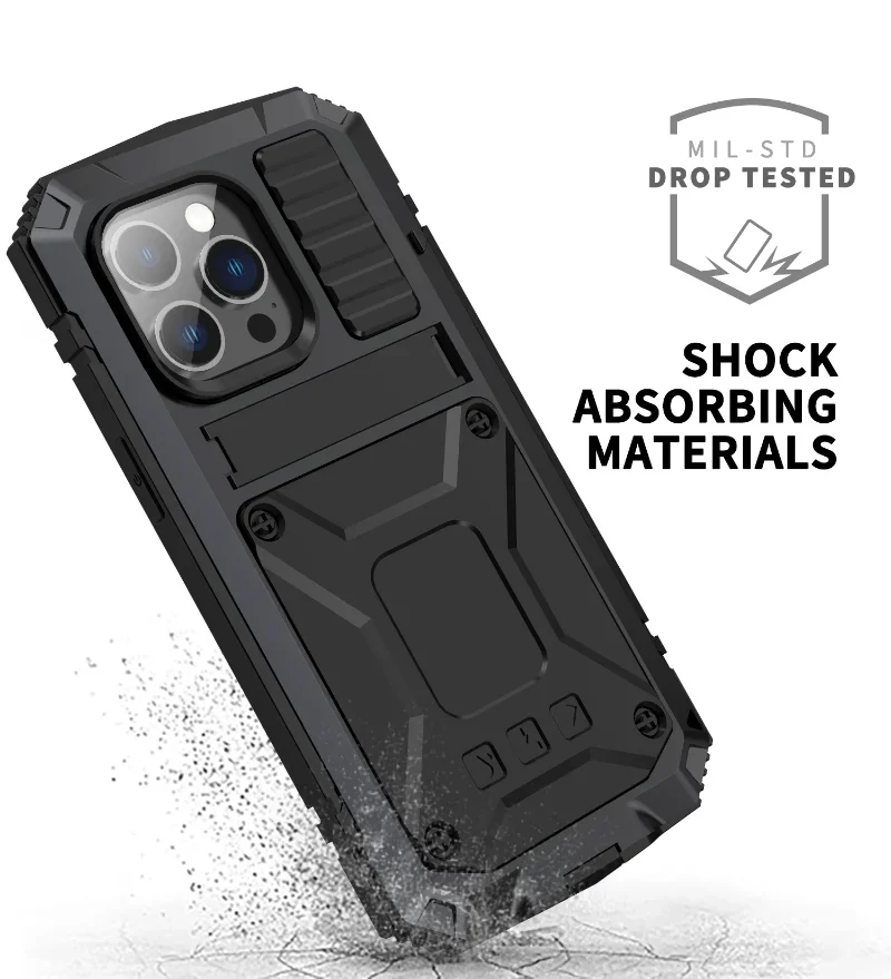Sleek Luxury Rugged Armor 360° Shockproof Metal Phone Case Cover
