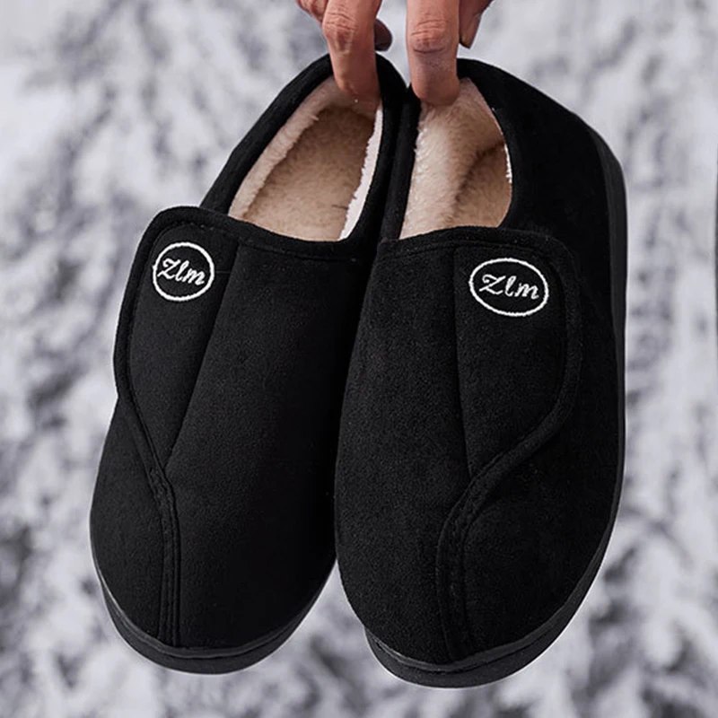 Letter Embroidery Warm Women's Home Slippers Soft Sole Short Plush Cotton Shoes Woman Thick Bottom Cotton Indoor Shoes Winter