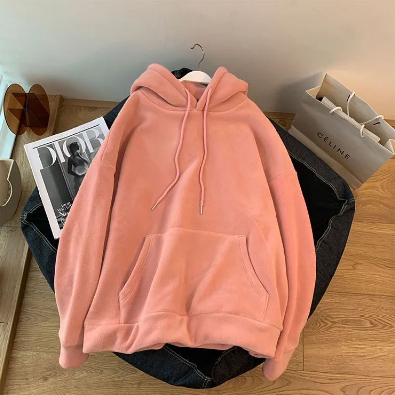 Women New Clothes Spring Autumn Versatile Casual Fashion Loose Hoodies Sweatshirts Pockets Patchwork Long Sleeve Solid Top Trend