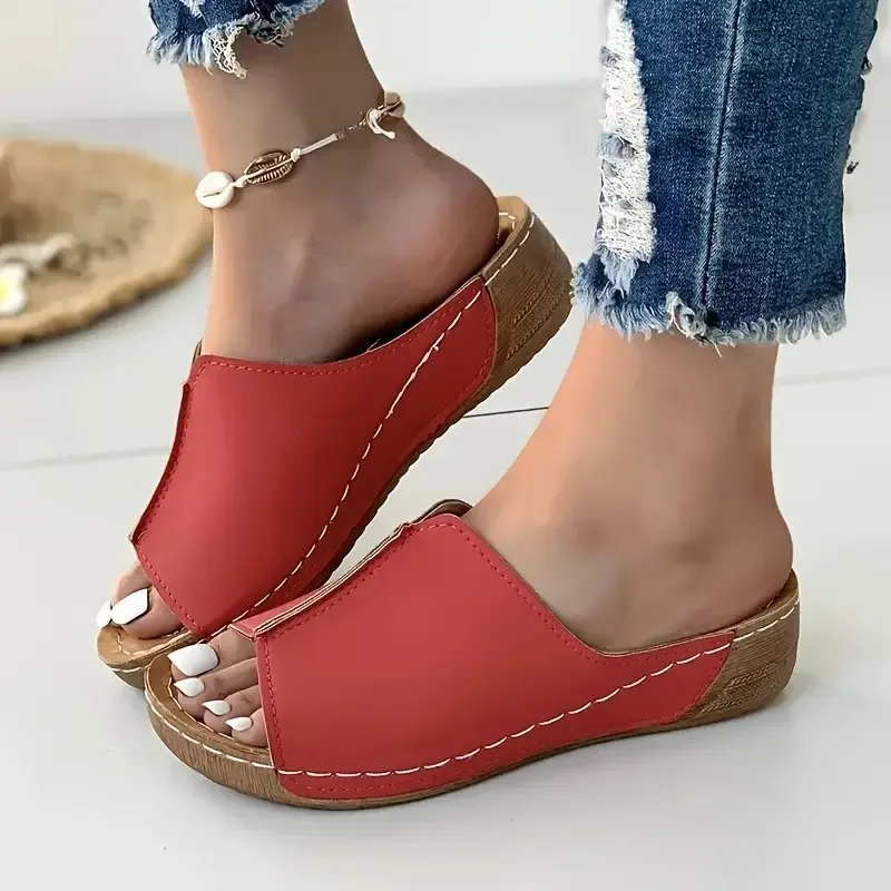 New Open Toe Women's Wedge Sandals White Summer Fashion Breathable Comfortable Sandals Woman Buckle Female Footwear Woman Shoes
