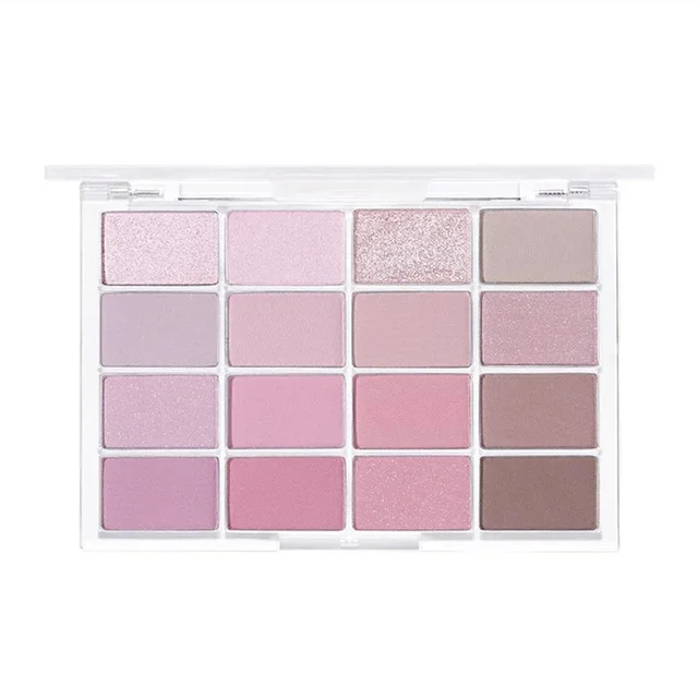 16 Colors Eyeshadow Palette Low Saturation Rose Pink Pearly Matte Glitter Eyeshadow Shiny Eye Shadow Long-lasting Eye Makeup