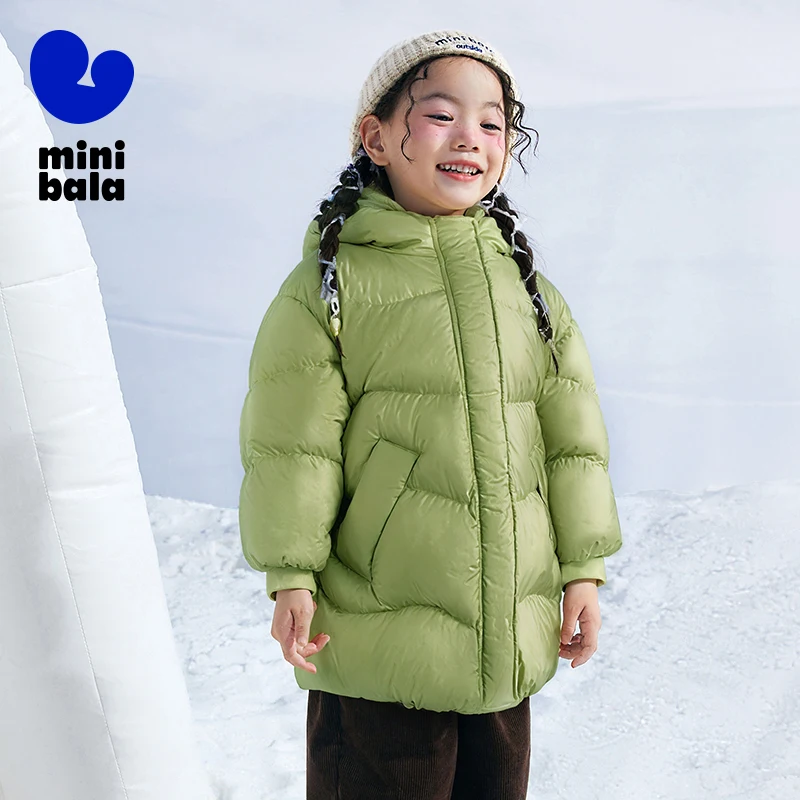 미니 Balabala 키즈 롱 다운 코트 겨울 두꺼운 따뜻한 퍼퍼 재킷 소년과 소녀를위한