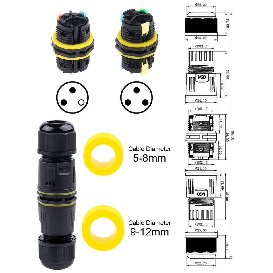 Connettore Cavo Impermeabile IP68 M20 3 Poli - Per Illuminazione Esterna - Foto 10