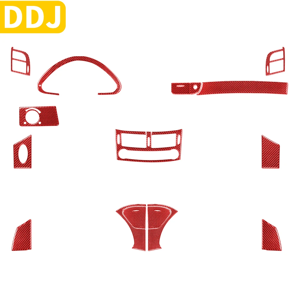 

For Benz E-Class W211 2003-2009 Carbon Fiber Red Interior Auto Central Control Air Outlet Storage Button Panel Trim Sticker