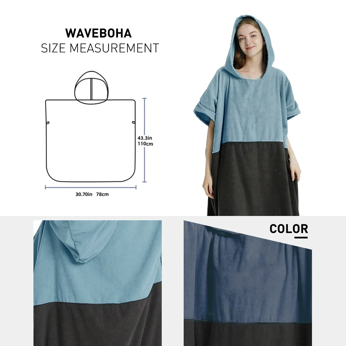 beach towel surf poncho quick-dry towel hoodie microfiber beach robe changing swim for adults