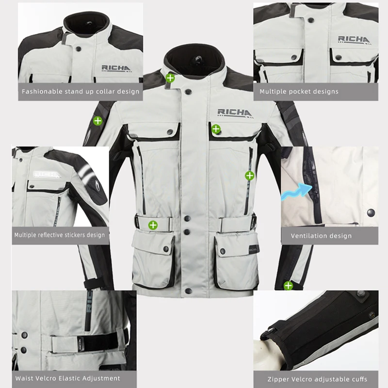 RICHA Motorcycle Jacket Pants Waterproof Windproof Warm Motocross Cycling Jackets Men Women Motorbike Overcoat Off-road Chaqueta