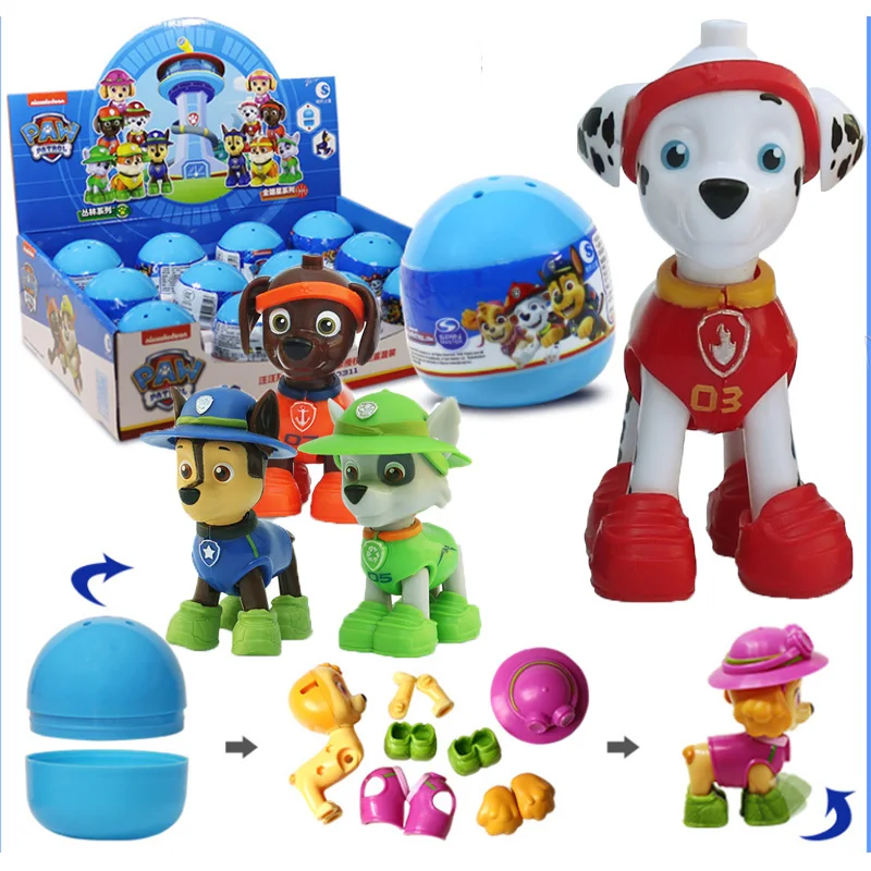 3-12Pcs Paw Patrol Jungle Rescue Gashapon Dog Puppy Patrol Figure Model Skye Chase Marshall Rocky Zuma Toy Regalo Di Compleanno