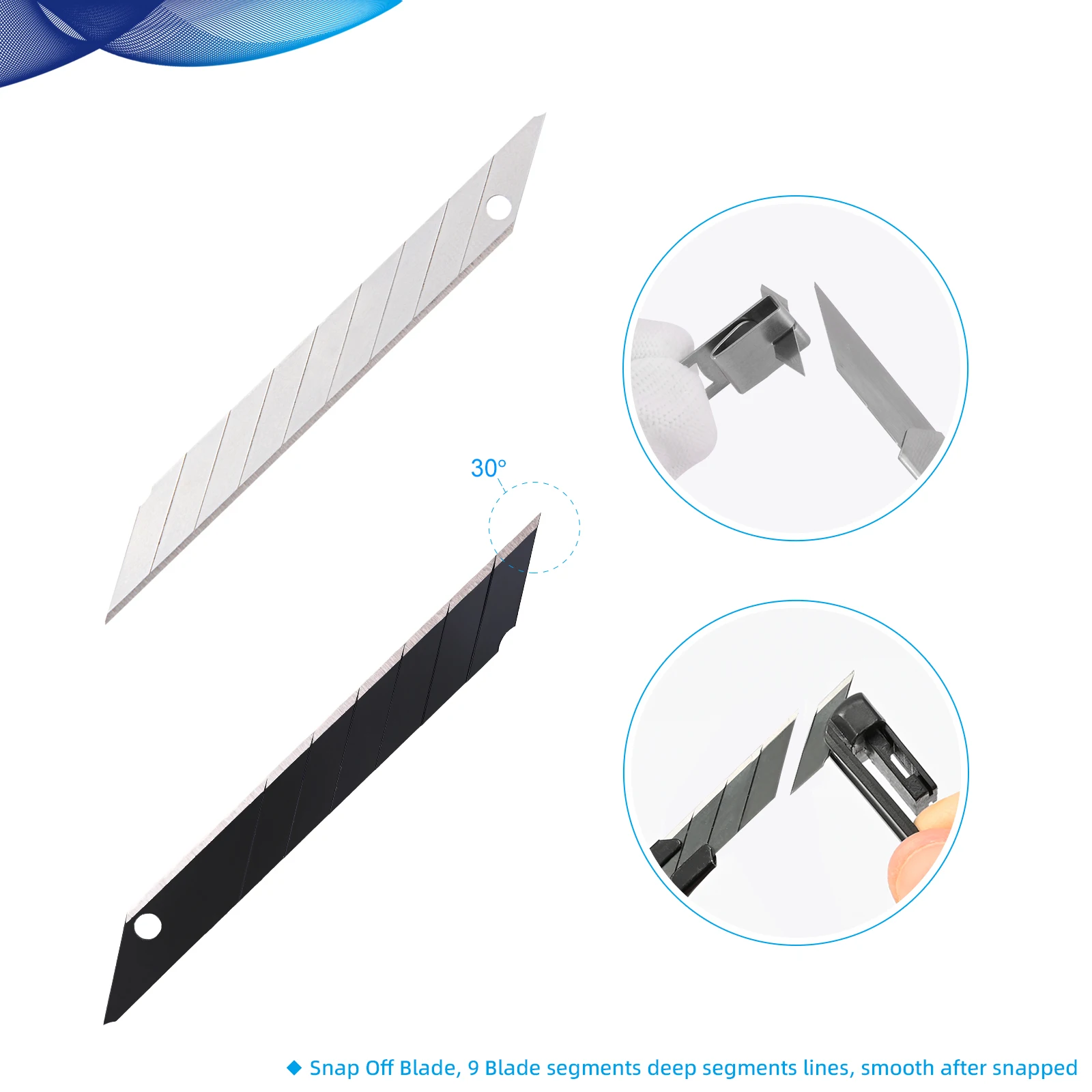 30/60 Degree Snap Off Utility Knife Blade 9mm Carbon Steel Replacement Blade Refills Car Covering Film Vinyl Cutting Tool EHDIS