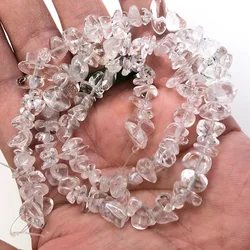 Natural Stone Beads for Jewelry Making - Irregular Crystal Quartz Gravel for DIY Bracelets and Necklaces (White crystal)
