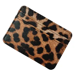 Leopard Pattern Leather Slim Card Wallet with Zipper - Unisex Coin Purse and Credit Card Holder, Ideal Gift (Style2 New leopard)