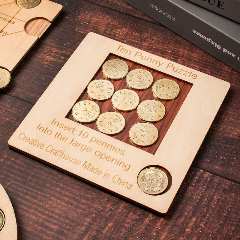 Puzzle con monete da un centesimo, sfida mentale stimolante, giochi di logica e strategia per adulti e bambini, test IQ, giocattoli educativi unici, regali educativi originali - immagine 3