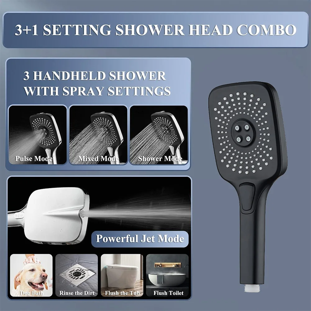 12 Inch Ceiling Rain Shower System Adjustable Hand Shower Head Shower Set with Extension Arm In Wall Shower System 4