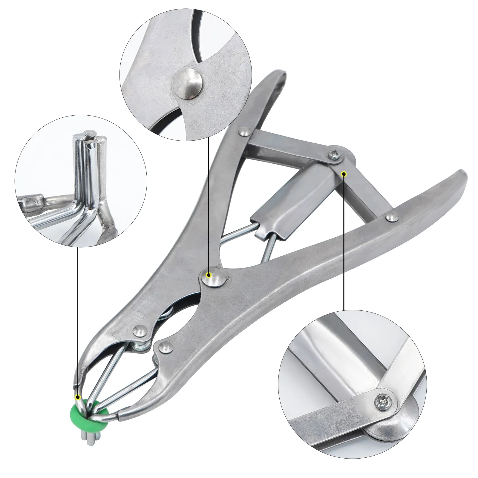 Stainless Steel Sheep Broken Tail Castration Forceps Expansion Clamp Elasticity Rubber Castration Rings Farm Animal Bloodless 4