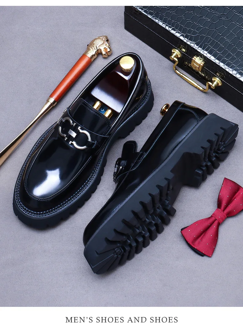 New Shoes men, buckles, leather build, bright colors, style, high-grade marriage, thick-soled increase, large size 46, love