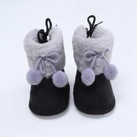 Soft Sole First Walkers Shoes for Baby Girls 0-18 Months  4-Colors Warm Fluff Balls Indoor Cottton Soft Rubber Sole Infant Baby 5