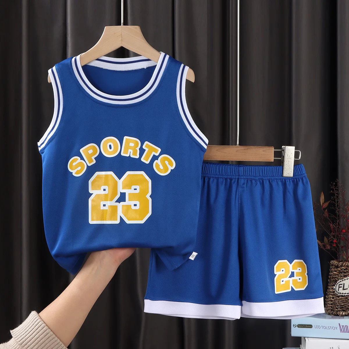 Vêtements d'été pour bébé garçon et fille, tenue de basket-ball, t-shirt,  camisole +