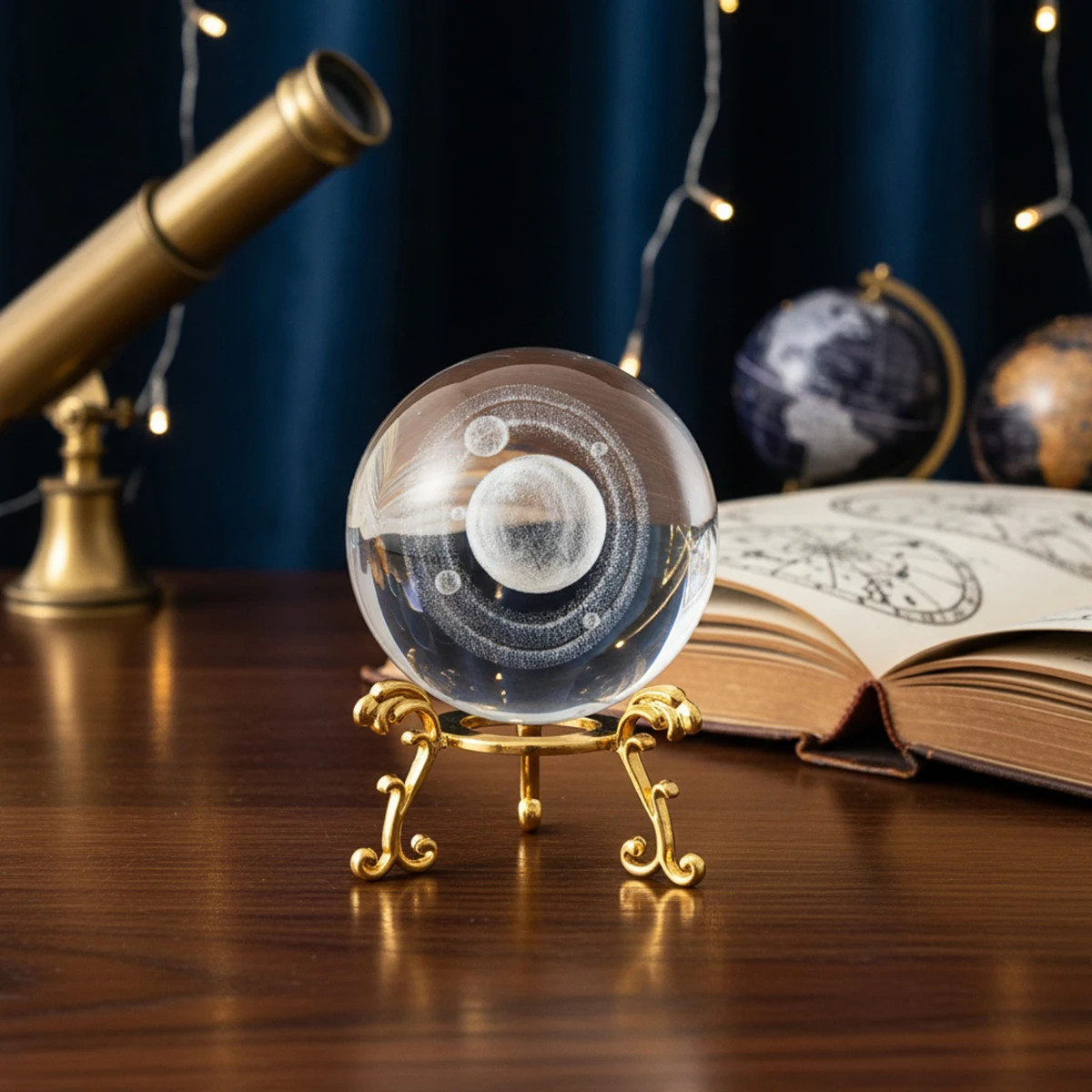 1PC, simple transparent crystal ball decorative item, transparent crystal glass ball decorative item, Saturn crystal ball