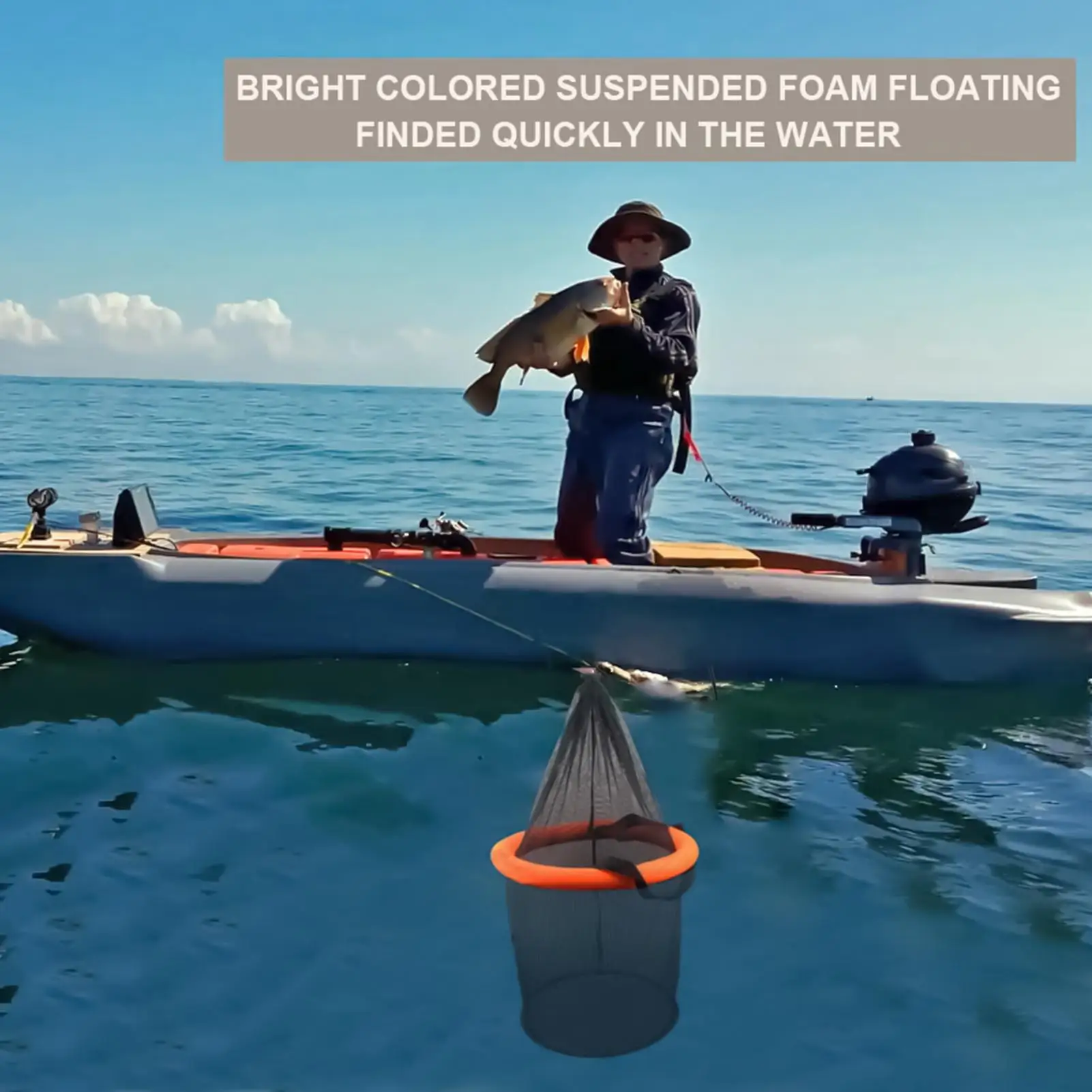 Floating Fish Basket Foldable Live Caught Net Portable Floating Mesh Basket With Drawstring For Crayfish Catfish Lures Storage