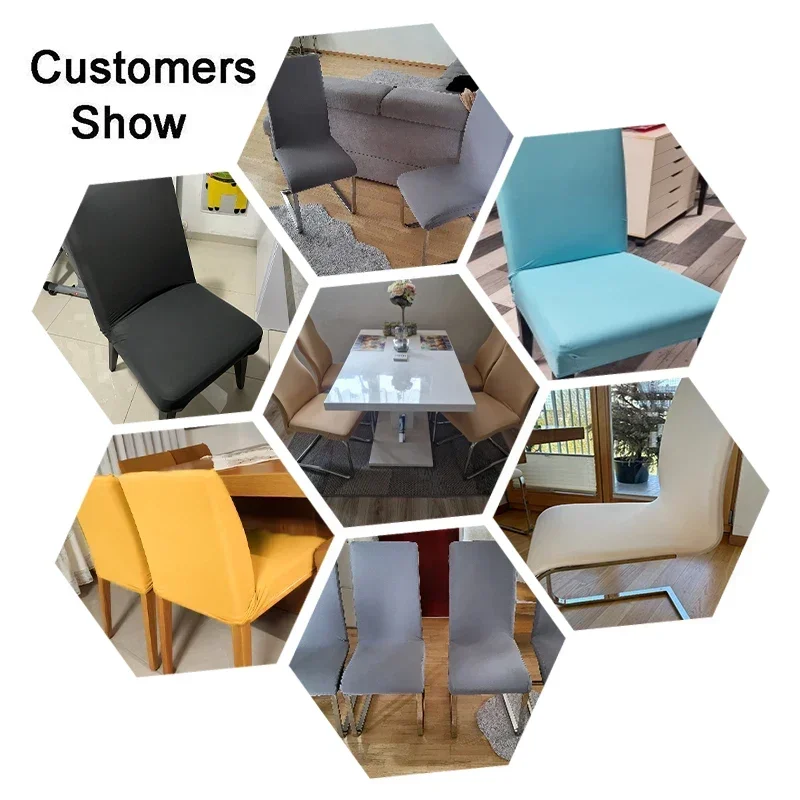 Elastic Waterproof Chair Cover Plain Spandex Dining Room Seat Covers Chair Protector for Restaurant Kitchen Banquet Seat Case 4