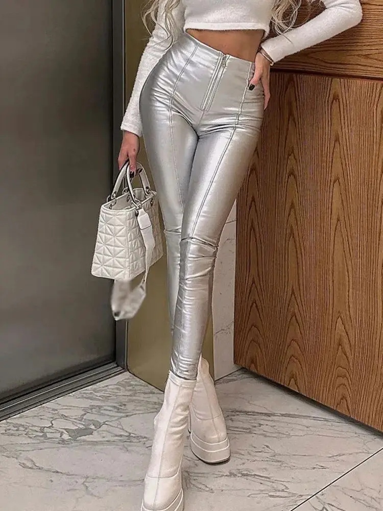 Pantaloni A Matita In Ecopelle A Vita Alta Collant Leggings Sexy Pantaloni Donna Pantalon Collant Spodnie Streetwear Legging Joggers