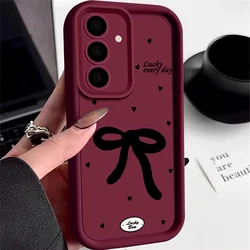 Elegant Black Bow Soft Phone Case - Sleek and Stylish Design for Samsung S25 FE (A721 Wine Red)