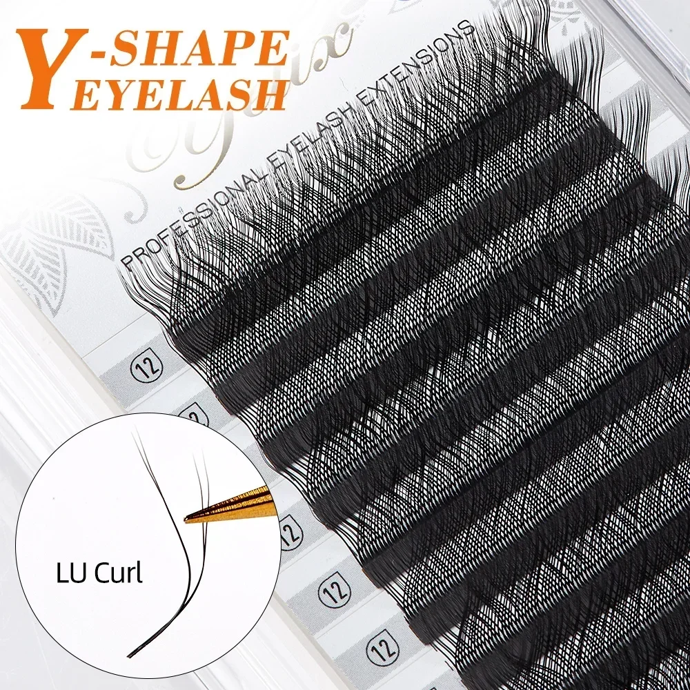 Yelix Y Eyelashes Extension 7-17mm Soft Brazilian Cilia and LU Curl Two Tip Volume Fan Lash Extension Supplies Faux Cils YY lash