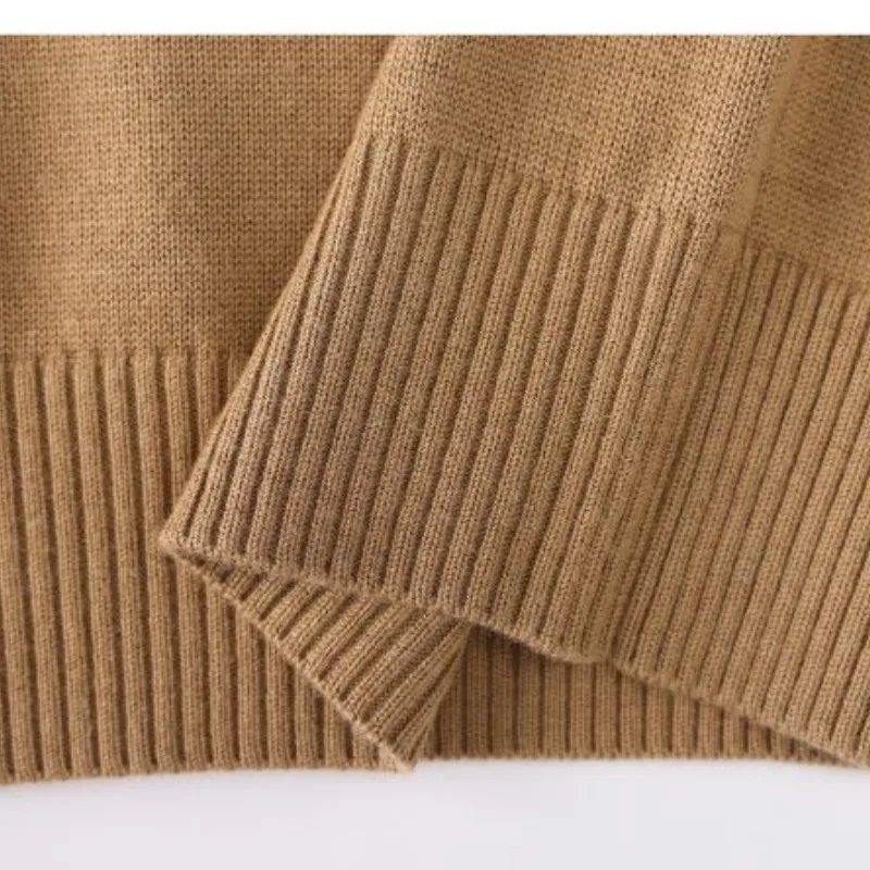 Spring and Autumn Women\'s Pullover Fake Two Piece Polo Neck Button Solid Color Sweater Underlay Fashion Casual RLong Sleeve Tops