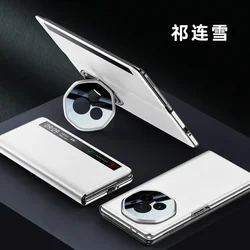 Leather Flip Case with Smart Touch View Window and Wake - Up Feature for Honor Magic V3 (White)