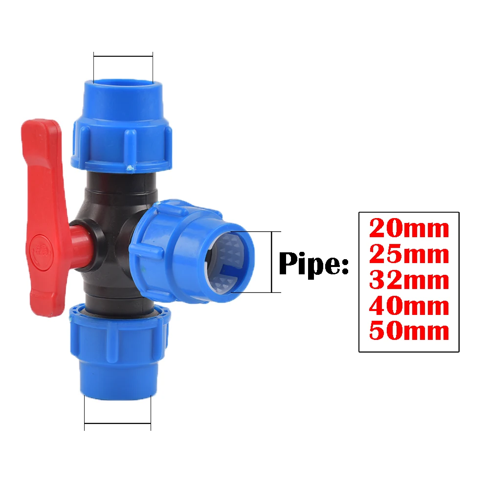 20/25/32/40/50mm Tee Cross Plug PVC PE Tube Copper Core Plastic Valve Connector Garden Agriculture Irrigation 
