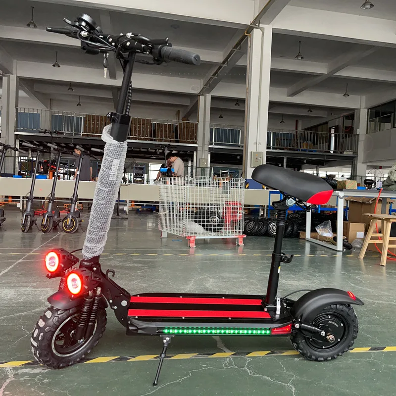 Off-road 11-inch tire adult dual-drive 2400W electric scooter foldable electric scooter 48V23AH front and rear shock absorbers