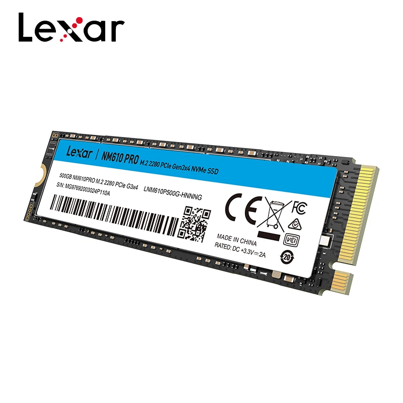 Lexar NM610 Pro M.2 SSD 2TB 1TB 500GB NVMe M.2 2280 PCIe Gen 3x4 Read Max  3300MB/s Internal Solid State Drive Hard Disk For PC