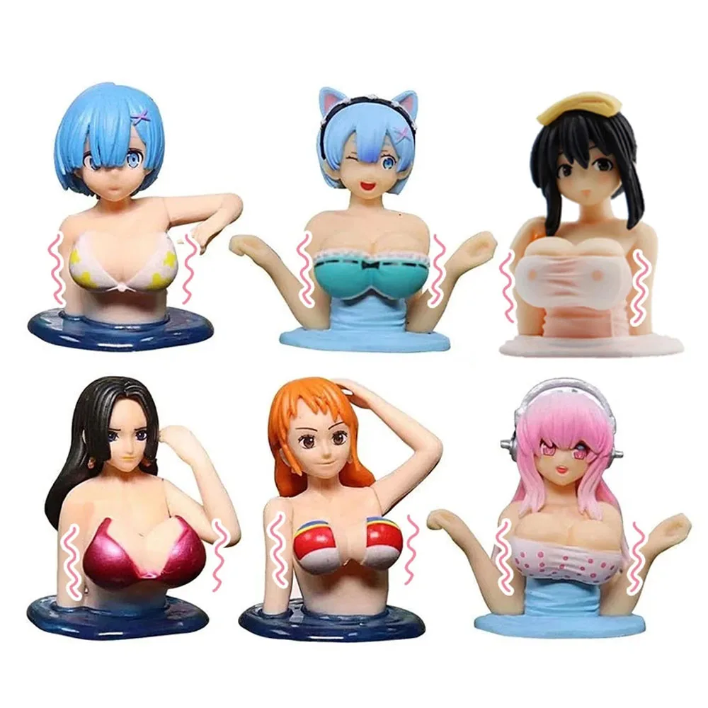 Kanako – Figurine de voiture en forme de personnage de dessin animé Kawaii,  ornements de poitrine, pour filles, pour tableau de bord, poupée Sexy