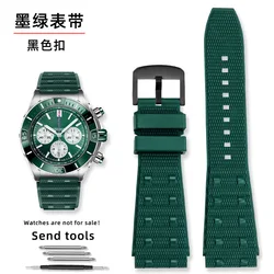 Premium Rubber Watch Strap - Durable Fluororubber in Black & Blue, 22mm/24mm - 22 - 20mm (Green - Black buckle)