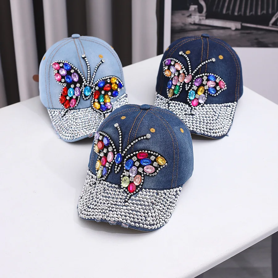 Autumn Women's Baseball Cap Women Full Crystal Colorful Big