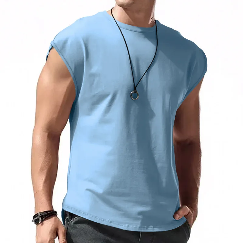 thumbnail image 1 of Chaleco de gimnasio de verano para hombre, camiseta holgada de secado rápido para ejercicio físico, camiseta deportiva sin mangas con hombros anchos, camiseta sin mangas para culturismo, 1 of 5