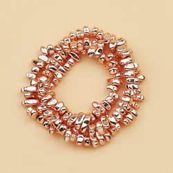 Gold - Toned Hematite Irregular Gravel Natural Stone Beads, 15'' Loose Spacer Beads for DIY Jewelry and Bracelet Making (Rose Gold)