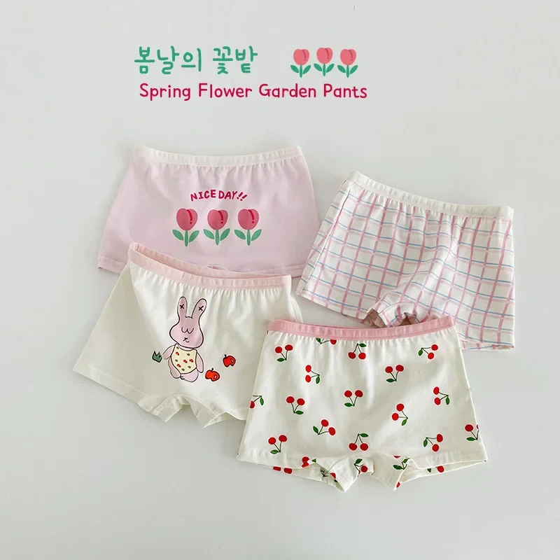 

N111 Children's Four Autumn Baby Baby Flower Baby Shorts Pure Cotton Boxers Women's New Breathable