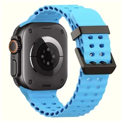 Ocean Silicone & Metal Buckle Adjustable Watch Strap Bracelet - Ultra 3 2 1 49mm (Blue)