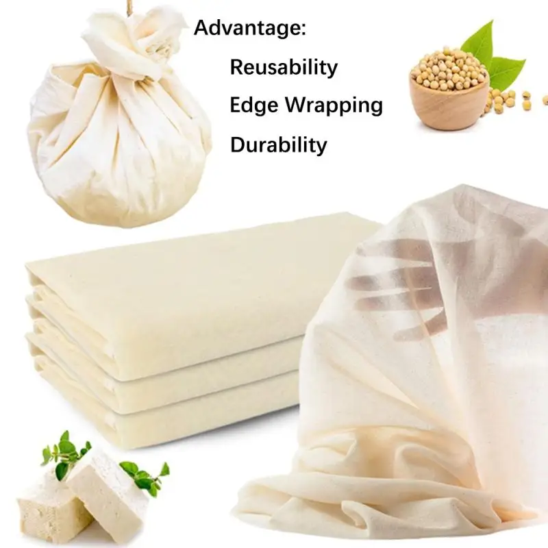 Absorbent Filter Cloth Square Locking Edge Beancurd Cloth Cheese Soybean Milk Filtration Edible Filter Gauze Steamer Mat 1~5pcs
