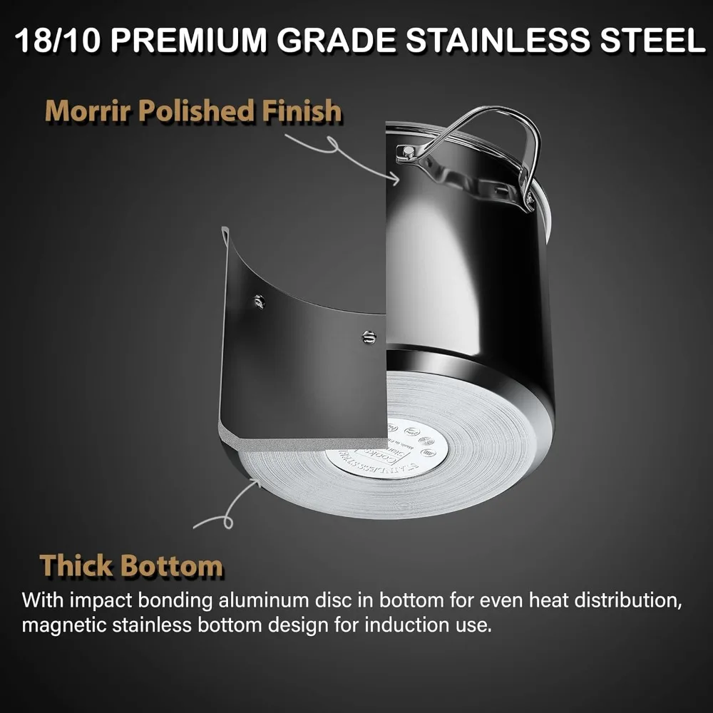 Cooks Standard Pasta Pot 18/10Stainless Steel 12Quart,Spaghetti Cooker Steamer Stock Pot Multipots Strainer Insert,Stainless