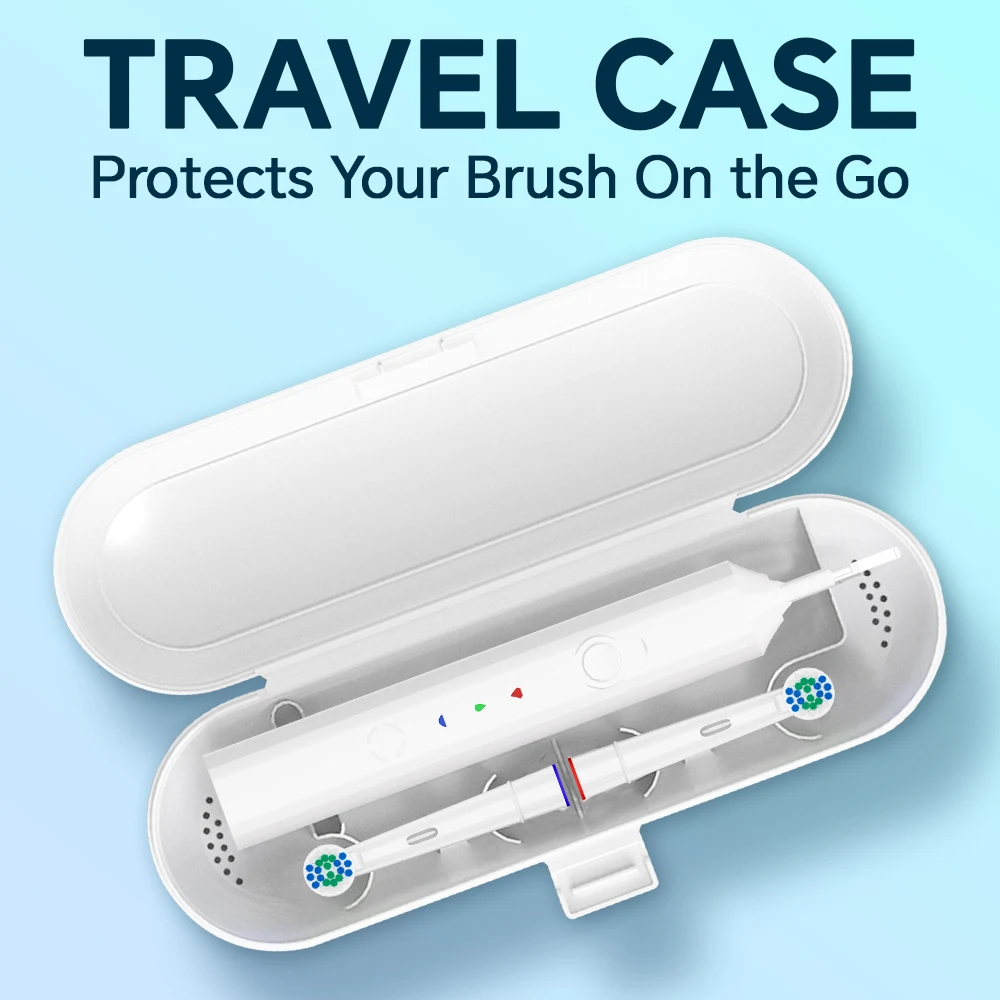 Rechargeable Electric Toothbrush Set with 6 Heads & Travel Case,3 Modes and 2 Min Smart Timer, Compatible with Oral B Brush Head