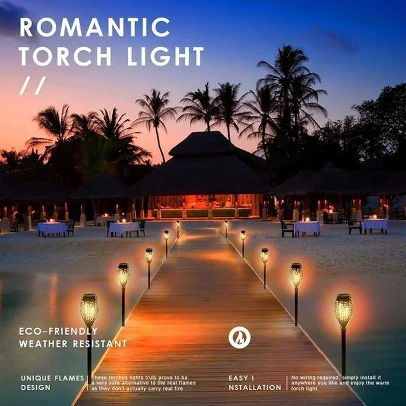Description Picture 6 of item4/2/1Pcs Solar Flame Lights Torch Flickering Light Waterproof Garden Decoration Outdoor Lawn Tiki Led Path Yard Patio Floor Lamp