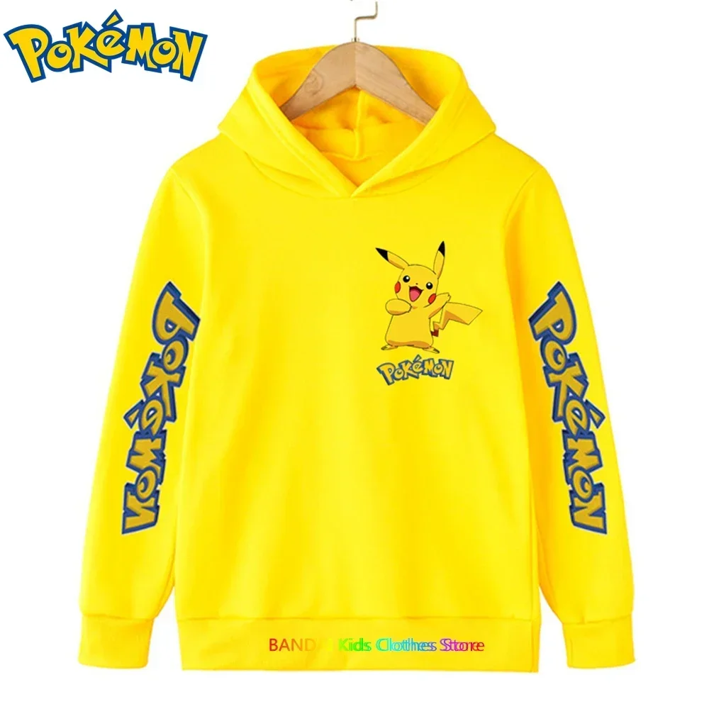 

Pikachu Cartoon Harajuku Hoodies Long Sleeves Sweatshirts Boy Pullovers Clothes Kid Pokemon Hoodie fit kid size 100-160cm