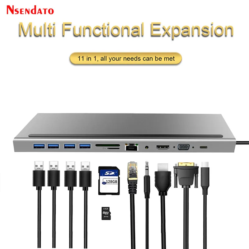 11/12 in 1 4K USB Type C HUB USB 3.0 Dock station HDMI-Compatible Splitter USB HUB Card Reader PD Docking station for MacBook PC